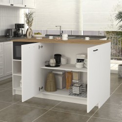 Τραπέζι - Πάγκος κουζίνας Peres χρώμα λευκό - sepet oak 150x70x91,8εκ.