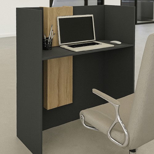 Γραφείο υποδοχής - reception Bonveno χρώμα ανθρακί - sepet oak 90x43,2x110εκ.