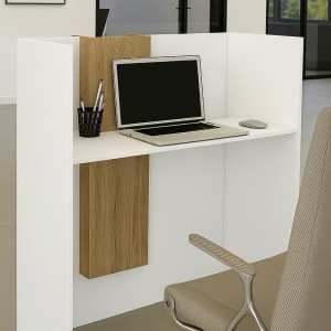 Γραφείο υποδοχής - reception Bonveno χρώμα λευκό - sepet oak 90x43,2x110εκ.