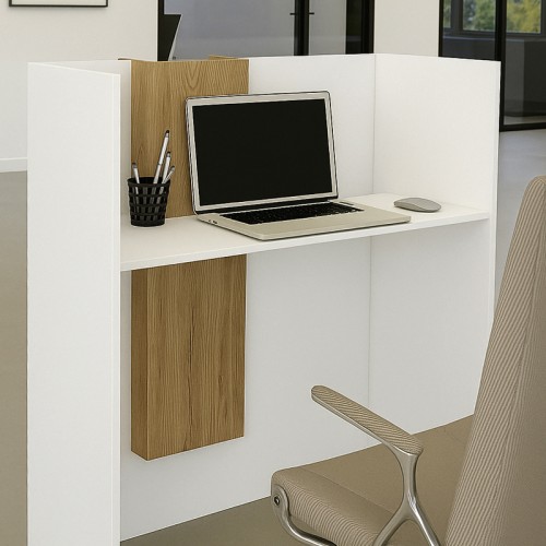 Γραφείο υποδοχής - reception Bonveno χρώμα λευκό - sepet oak 90x43,2x110εκ.