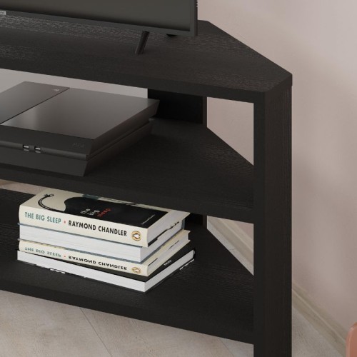 Έπιπλο τηλεόρασης γωνιακό Thales χρώμα black wood 110x36x45εκ.