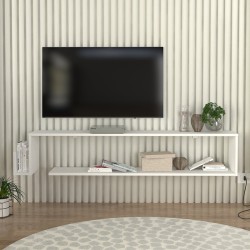 Έπιπλο τηλεόρασης επιτοίχιο Regnar χρώμα λευκό 168,6x25x31,8εκ.