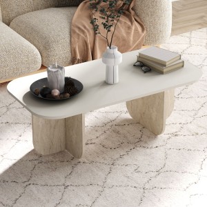 Τραπεζάκι σαλονιού Becaj χρώμα sandstone - travertine 120x60x41,4εκ.