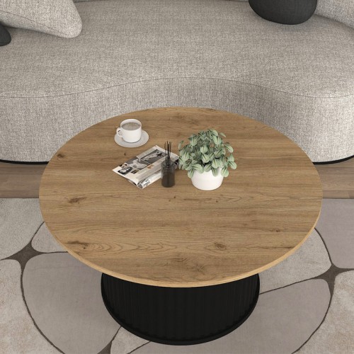 Τραπεζάκι σαλονιού Bohema χρώμα μαύρο - sepet oak Ø85x43,2εκ.
