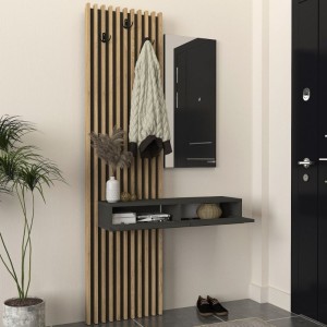 Έπιπλο εισόδου Elois χρώμα ανθρακί - sepet oak 96,6x26,8x195,5εκ.