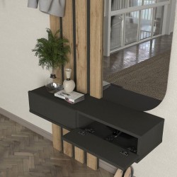 Έπιπλο εισόδου Reyas χρώμα ανθρακί - sepet oak 90x27x205,6εκ.