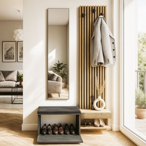 Έπιπλο εισόδου Dumont χρώμα ανθρακί - sepet oak 104,8x35x198εκ.