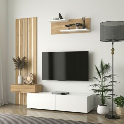 Σύνθεση τηλεόρασης Rosaline χρώμα λευκό - sepet oak 183x31,3x196,9εκ.