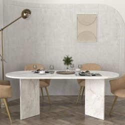 Τραπέζι Cortado χρώμα λευκό εφέ μαρμάρου 200x90x74εκ.