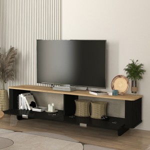 Έπιπλο τηλεόρασης Bohema χρώμα μαύρο - sepet oak 180x47x45,6εκ.