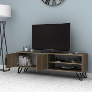 Έπιπλο τηλεόρασης Foot χρώμα καρυδί 160x35x49εκ.