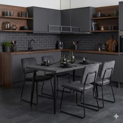 Τραπέζι Levico Mdf - μεταλλικό χρώμα σκούρο γκρι σκυροδέματος 130x75x75εκ.