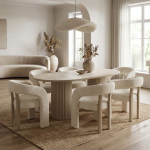 Τραπέζι Hazar Mdf χρώμα travertine - sandstone 180x90x77εκ.