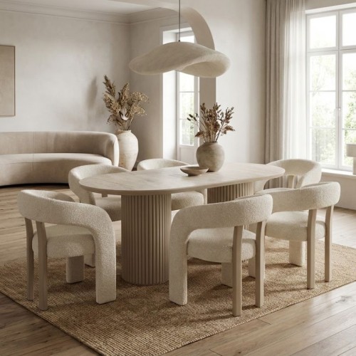 Τραπέζι Hazar Mdf χρώμα travertine - sandstone 180x90x77εκ.