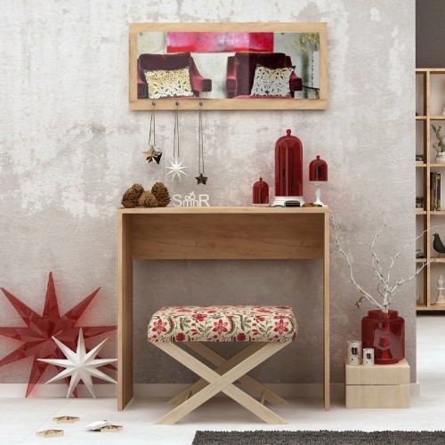 Κονσόλα με καθρέπτη Cosenza χρώμα oak 80x30x82εκ.