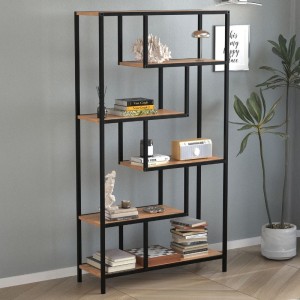 Βιβλιοθήκη Larissa χρώμα μαύρο - pine oak 90x30x159εκ.