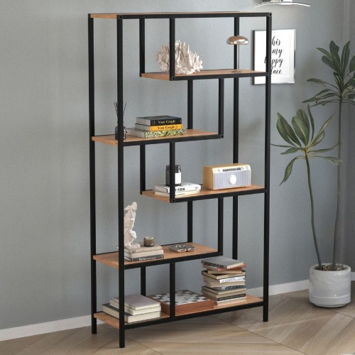 Βιβλιοθήκη Larissa χρώμα μαύρο - pine oak 90x30x159εκ.