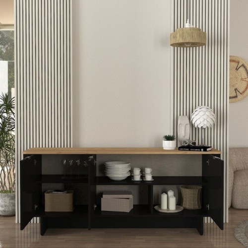 Μπουφές Bohema χρώμα μαύρο - sepet oak 180x47x76,6εκ.