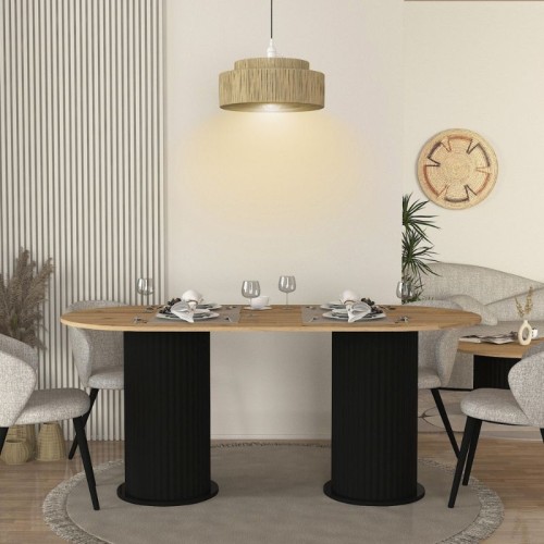 Τραπέζι Bohema χρώμα μαύρο - sepet oak 180x90x77,7εκ.