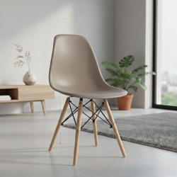 Καρέκλα τραπεζαρίας Nova PP cappuccino - ξύλινο φυσικό πόδι 46x51x80εκ.