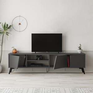 Έπιπλο τηλεόρασης Fiona χρώμα ανθρακί 180x35,6x48εκ.