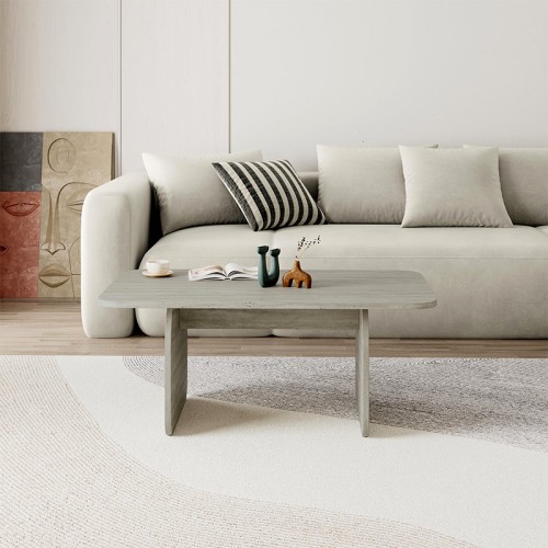 Τραπεζάκι σαλονιού Pietra χρώμα travertine 100x60x41,8εκ.