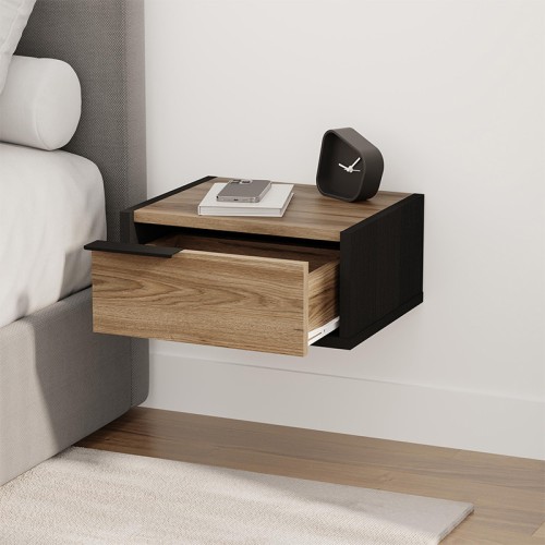 Κομοδίνο επιτοίχιο Eco χρώμα black wood - καρυδί Ud 40x33x18,5εκ.