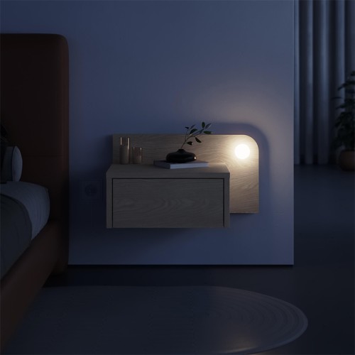 Κομοδίνο επιτοίχιο Dotta με LED χρώμα light oak 52x33,6x28εκ.