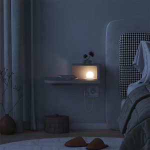 Κομοδίνο επιτοίχιο Luno με LED χρώμα sandstone 40x30x16,2εκ.