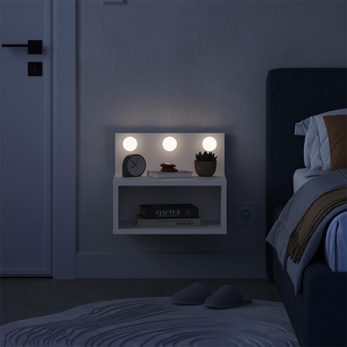 Κομοδίνο επιτοίχιο Treo με LED χρώμα λευκό 40x30x33,8εκ.