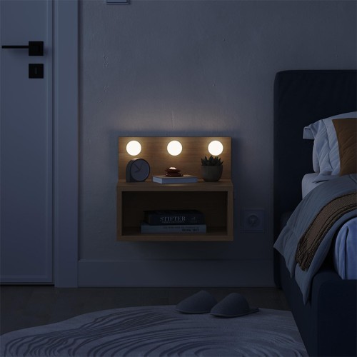 Κομοδίνο επιτοίχιο Treo με LED χρώμα sapphire oak 40x30x33,8εκ.