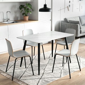 Τραπέζι Enzo sintered stone - μέταλλο χρώμα λευκό εφέ μαρμάρου - μαύρο 120x70x77εκ.