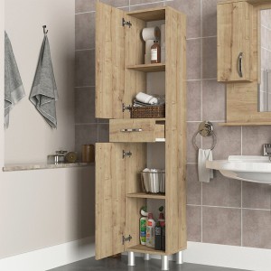 Ντουλάπι κουζίνας - μπάνιου Selina χρώμα sapphire oak 35x31x179εκ.