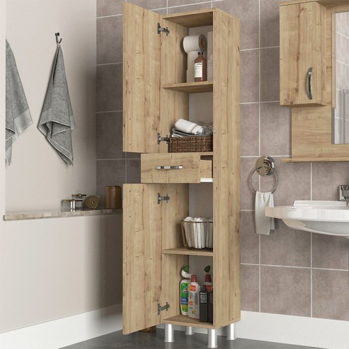 Ντουλάπι κουζίνας - μπάνιου Selina χρώμα sapphire oak 35x31x179εκ.