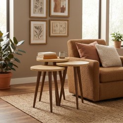 Τραπεζάκι βοηθητικό σετ 3 τμχ Cruz χρώμα sapphire oak Ø33x46εκ.