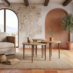 Τραπεζάκι σαλονιού σετ 3 τμχ Nola χρώμα sapphire oak Ø60x46εκ.