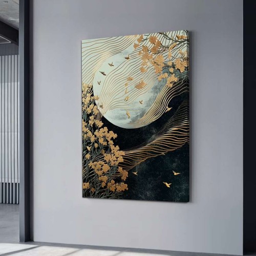 Πίνακας σε καμβά "Golden Moon" ψηφιακής εκτύπωσης 70x100x3εκ.