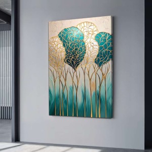 Πίνακας σε καμβά "Golden Leaves" ψηφιακής εκτύπωσης 70x100x3εκ.