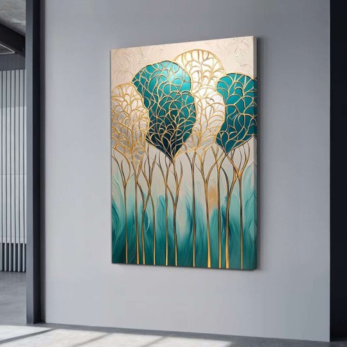 Πίνακας σε καμβά "Golden Leaves" ψηφιακής εκτύπωσης 70x100x3εκ.