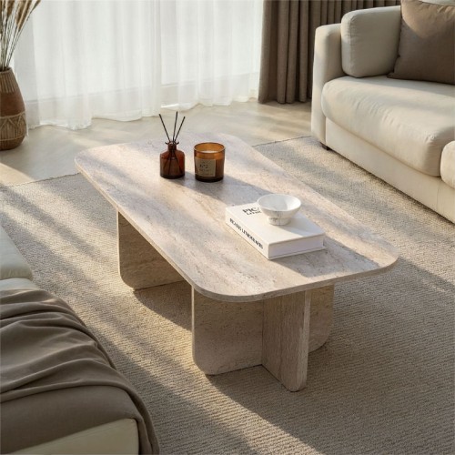 Τραπεζάκι σαλονιού Becaj χρώμα travertine 120x60x41,4εκ.