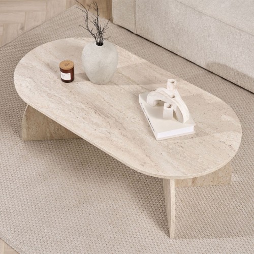 Τραπεζάκι σαλονιού Melina χρώμα travertine 120x60x40εκ.