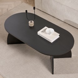 Τραπεζάκι σαλονιού Melina χρώμα black wood 120x60x40εκ.