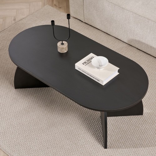Τραπεζάκι σαλονιού Melina χρώμα black wood 120x60x40εκ.