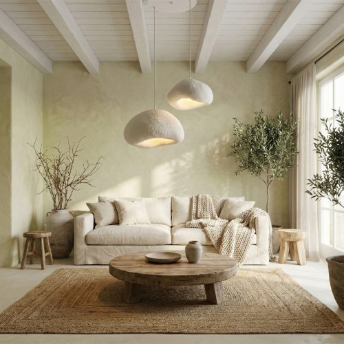 Φωτιστικό οροφής Loval E27 fiberglass δίφωτο χρώμα λευκό Ø70x115εκ.