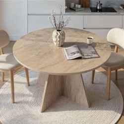 Τραπέζι Virela χρώμα travertine Ø120x75εκ.