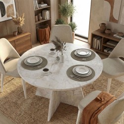 Τραπέζι Tailor χρώμα λευκό εφέ μαρμάρου Ø100x75,7εκ.