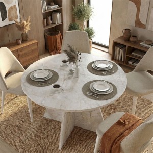 Τραπέζι Tailor χρώμα λευκό εφέ μαρμάρου Ø100x75,7εκ.