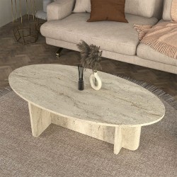 Τραπεζάκι σαλονιού Ravey χρώμα travertine 120x60x39,6εκ.