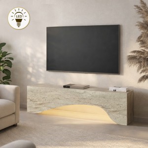 Έπιπλο τηλεόρασης Mara με LED χρώμα travertine 150x31,4x40εκ.