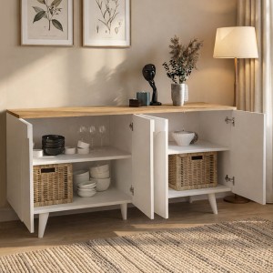 Μπουφές Bono χρώμα λευκό - sepet oak 150x45x74,6εκ.